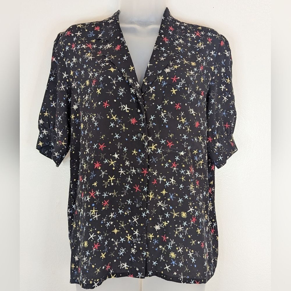 Anine Bing Silk Seastar Preppy Coastal Nautical Whimsigoth Beach Girl Top S
